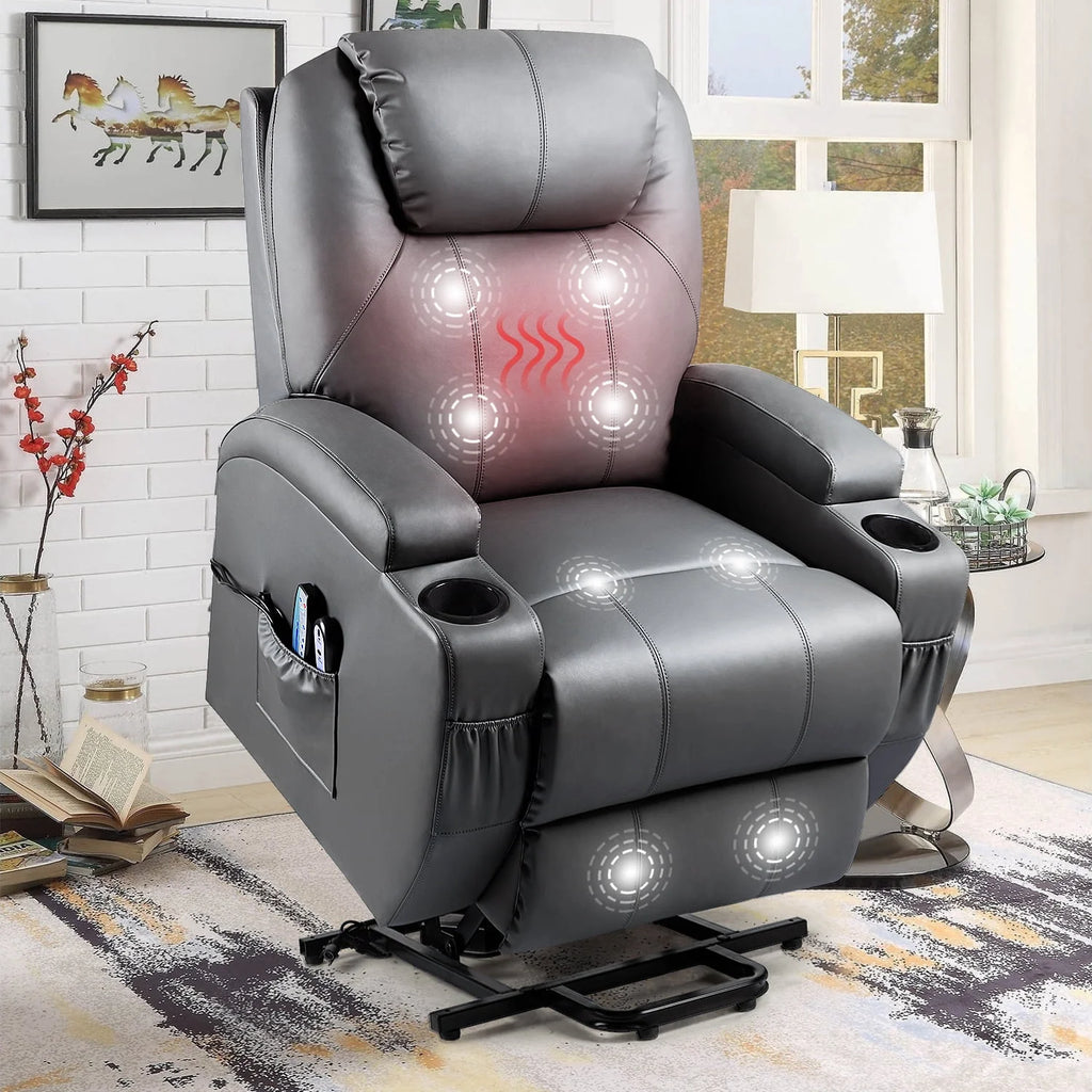 Black Faux Leather Power Lift Recliner S6538