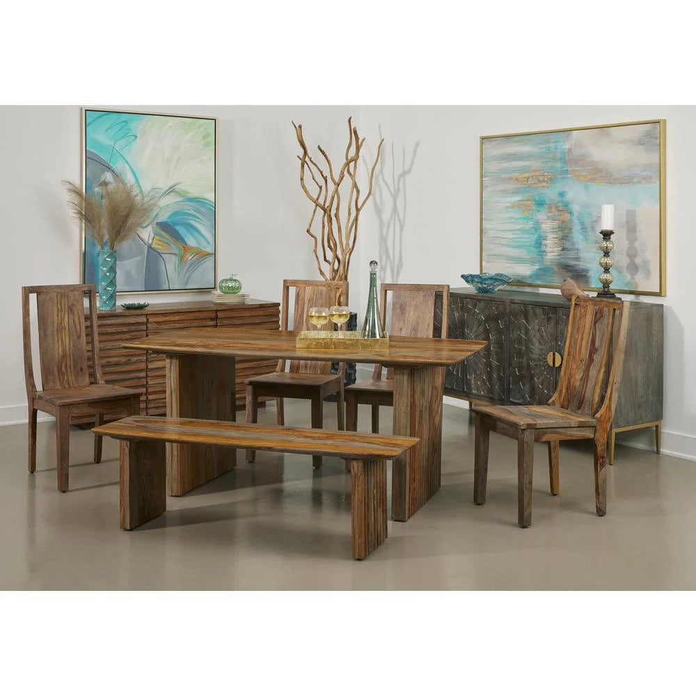 Midcentury Solid Sheesham Rectangle Dining Table Z95268