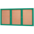 Enclosed Hinged Locking 2 Door Powder Coated Green Bulletin Board Cabinet H5619
