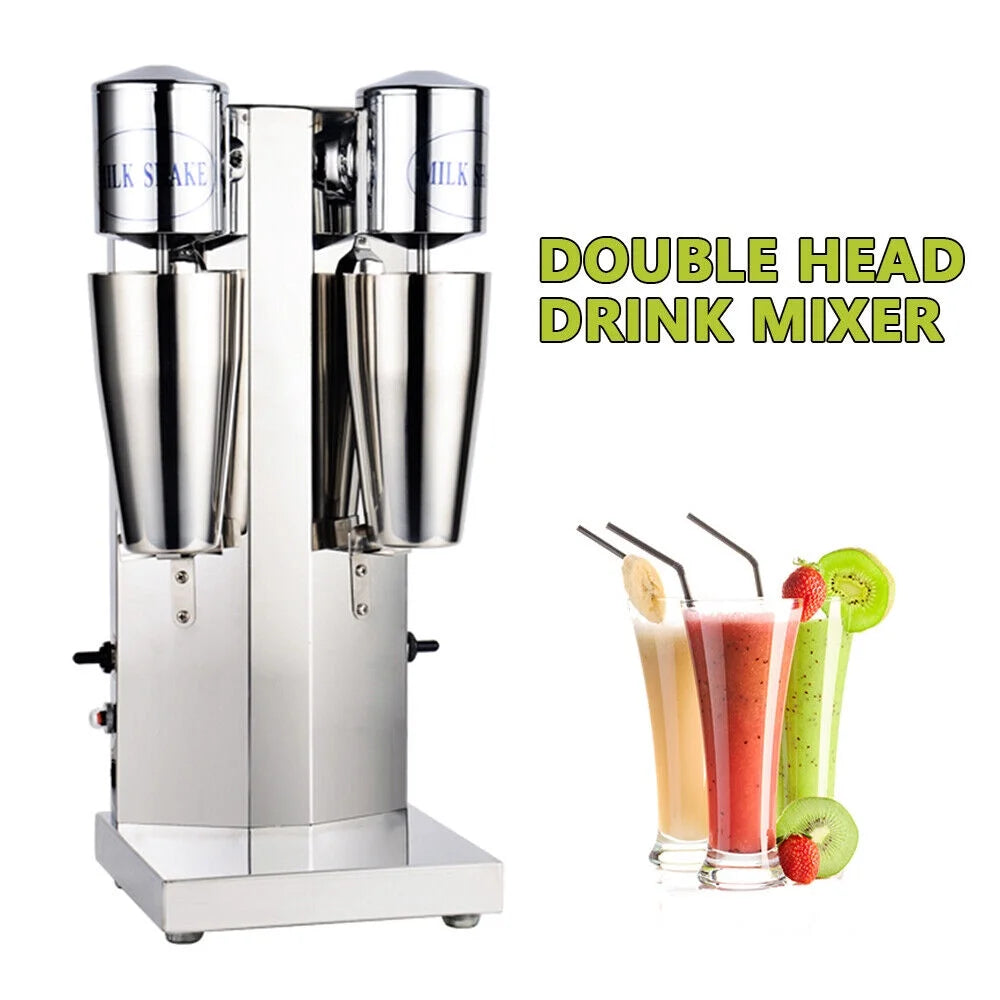 Double Heads Commercial Electric Milkshake Maker Smoothie Blender Stainless Steel 110V 18000RPM C937042