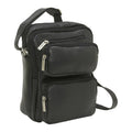 Black Leather Multi Pocket Bag W456