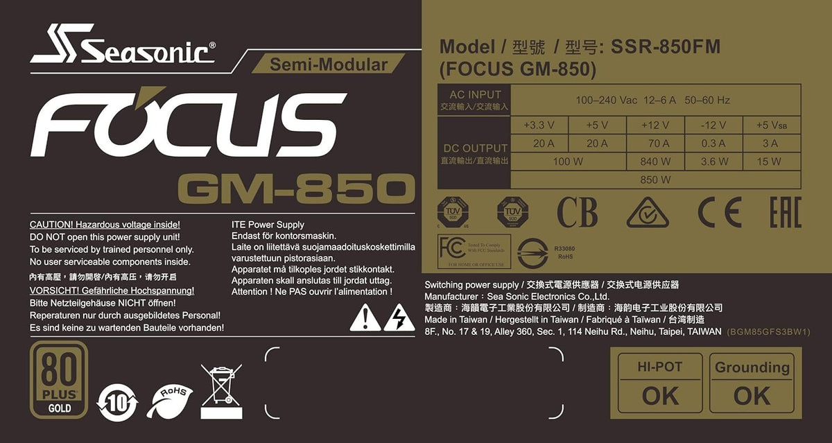 850W 80+ Gold Semi-Modular Power Supply F4962