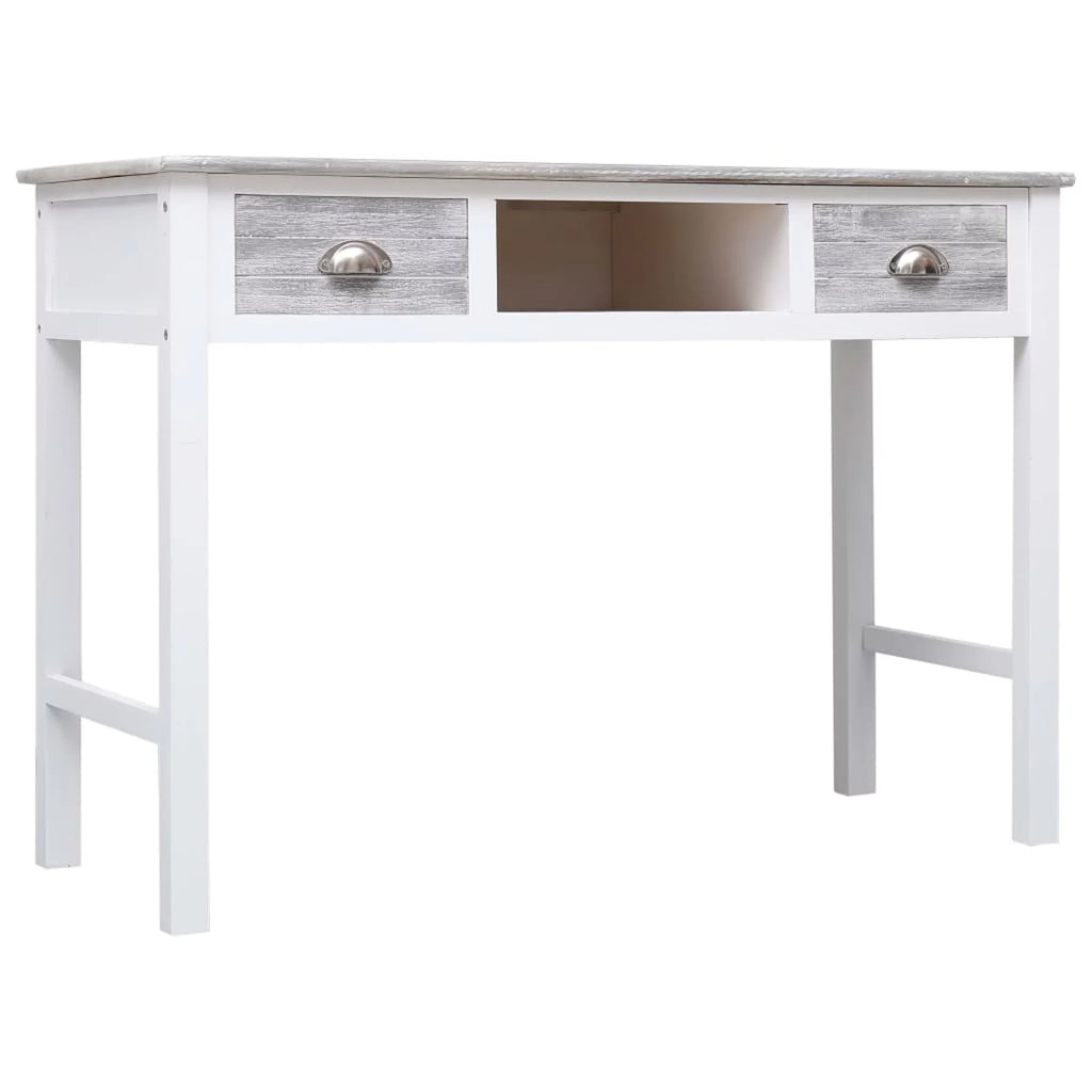Gray Wood Writing Desk with 2 Drawers 43.3in x 17.7in x 29.9in B997441