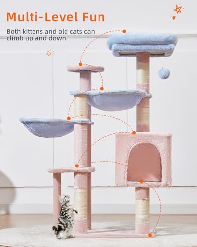 39.4-Inch Plush Cat Tree with 5 Scratching Posts W161172