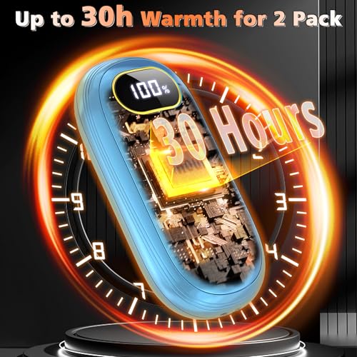 Hand Warmers Rechargeable 2 Pack with Dual-Sided Heating, LED Display & Flashlight J383