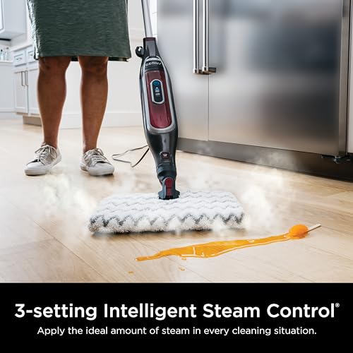 White Steam Mop with 2 Washable Pads I627