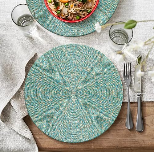 Gold White 13" Round Set of 4 Beaded Placemat O9313