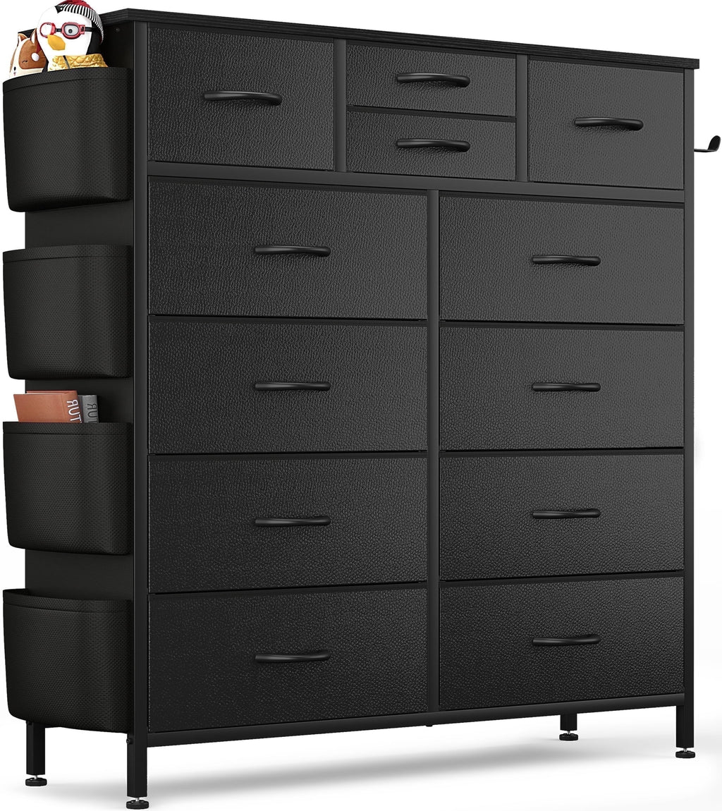 White 10 Drawer Dresser with Side Pockets and Hooks T4421