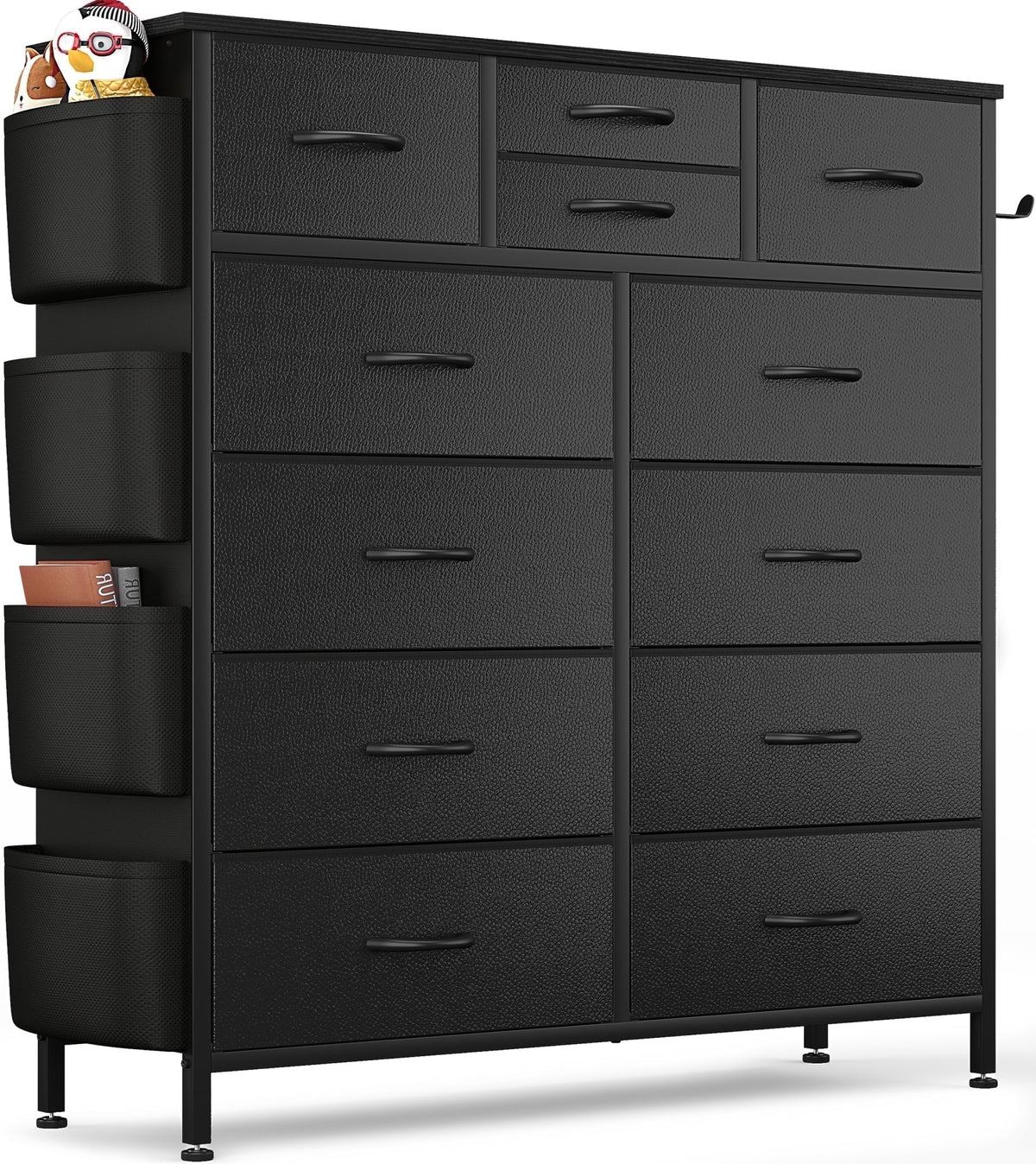 White 10 Drawer Dresser with Side Pockets and Hooks T4421