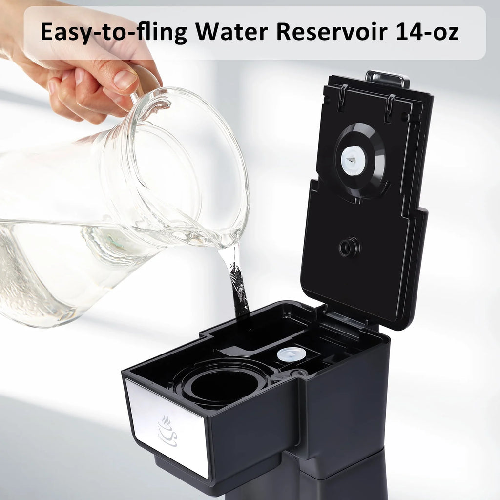 Slim Single Serve Coffee Maker 2 in 1, 14 Oz, Black U109