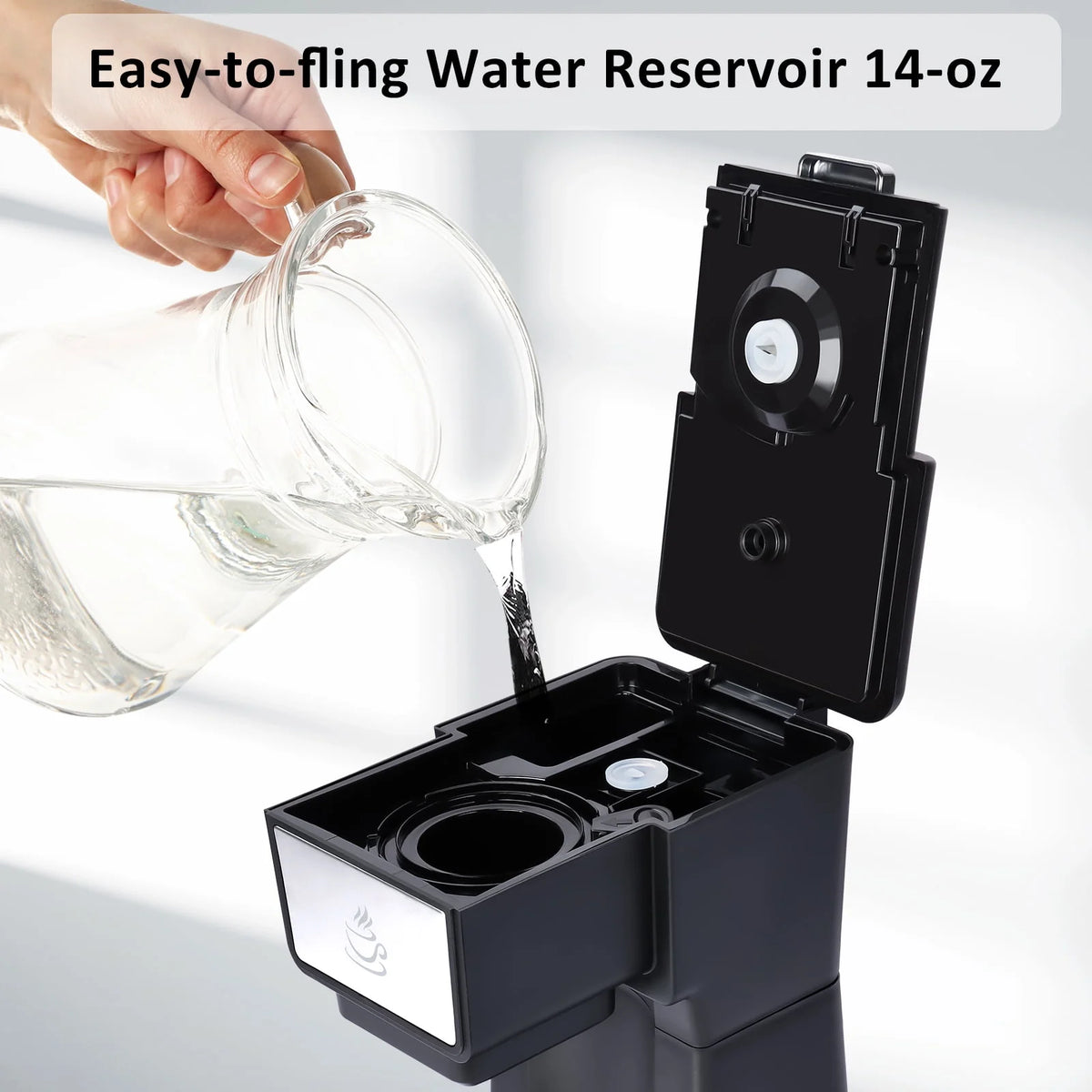 Slim Single Serve Coffee Maker 2 in 1, 14 Oz, Black U109