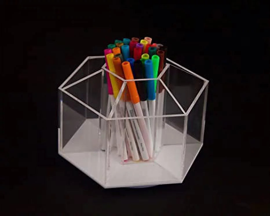 Clear 7 Compartment Hexagon Acrylic Desktop Organizer O69389