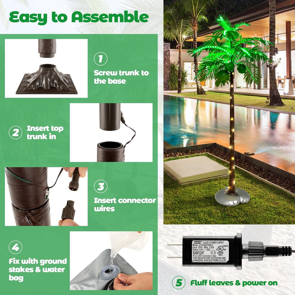 6FT Lighted Artificial Palm Tree with 309 LED Lights L637651
