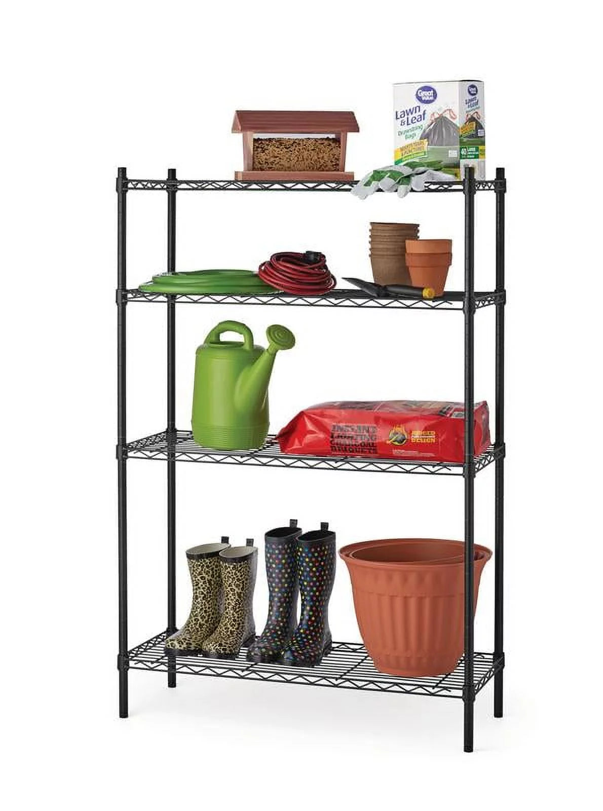 Steel 4-Tier Storage Shelf Unit White T5152