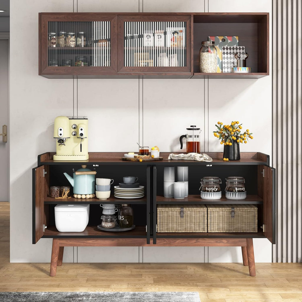 Black 55" Wood Sideboard Cabinet with Doors J88499
