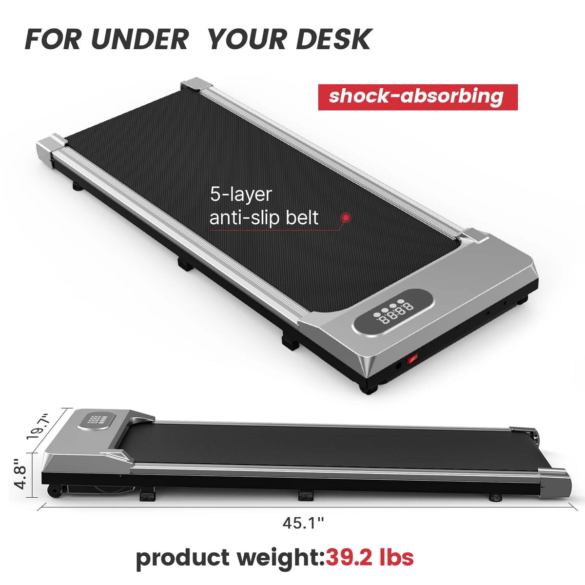 Under Desk Treadmill 265 Lb Capacity Black R2942