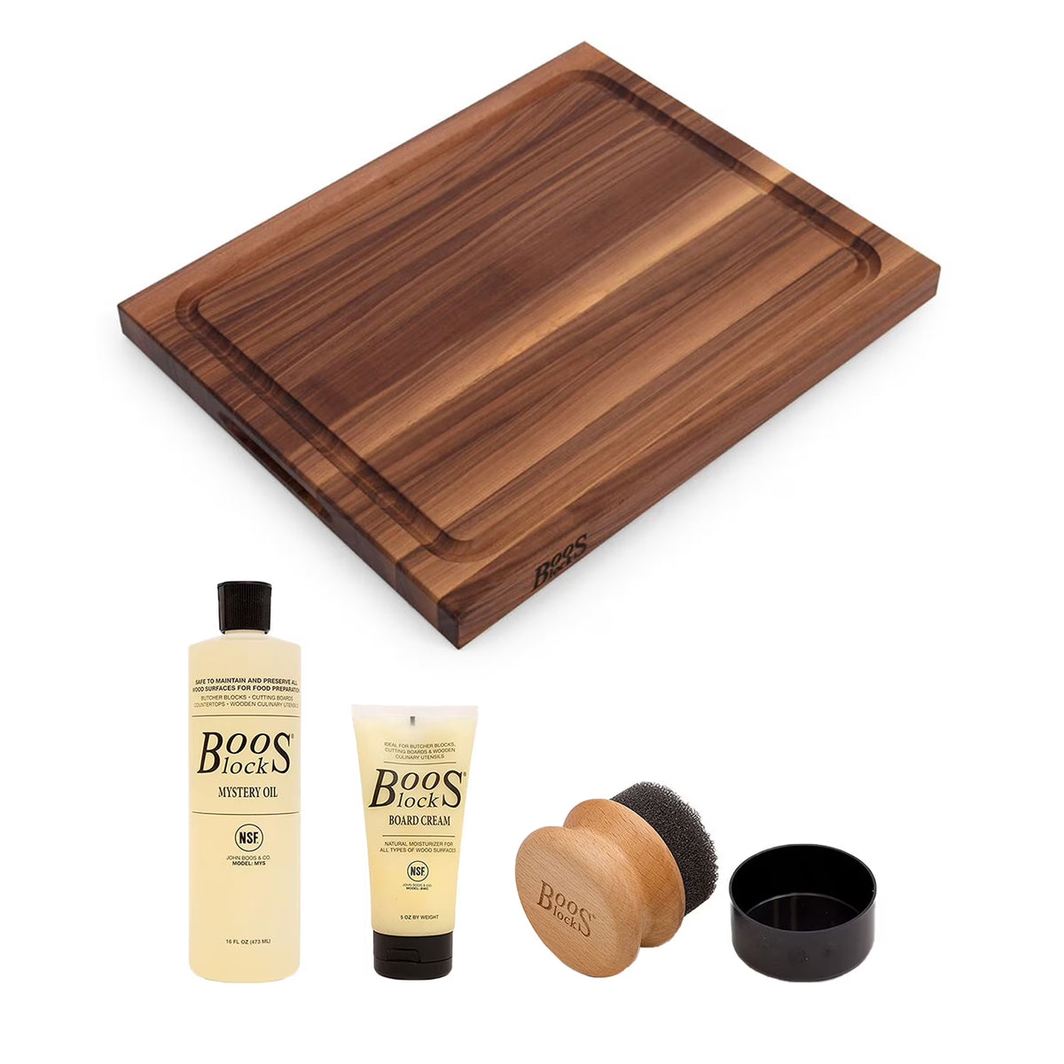 Walnut Wood 21 Inch Reversible Carving Board & 3 Piece Care Set J695570