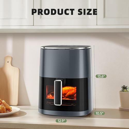 6QT Large Digital Air Fryer with Clear Window, Dishwasher Safe, Nonstick, Gray W349949