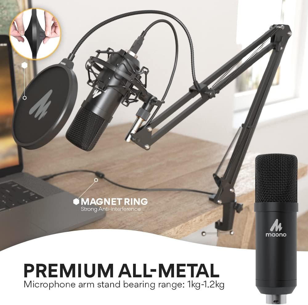USB Microphone Condenser Cardioid Metal Mic Kit E5773