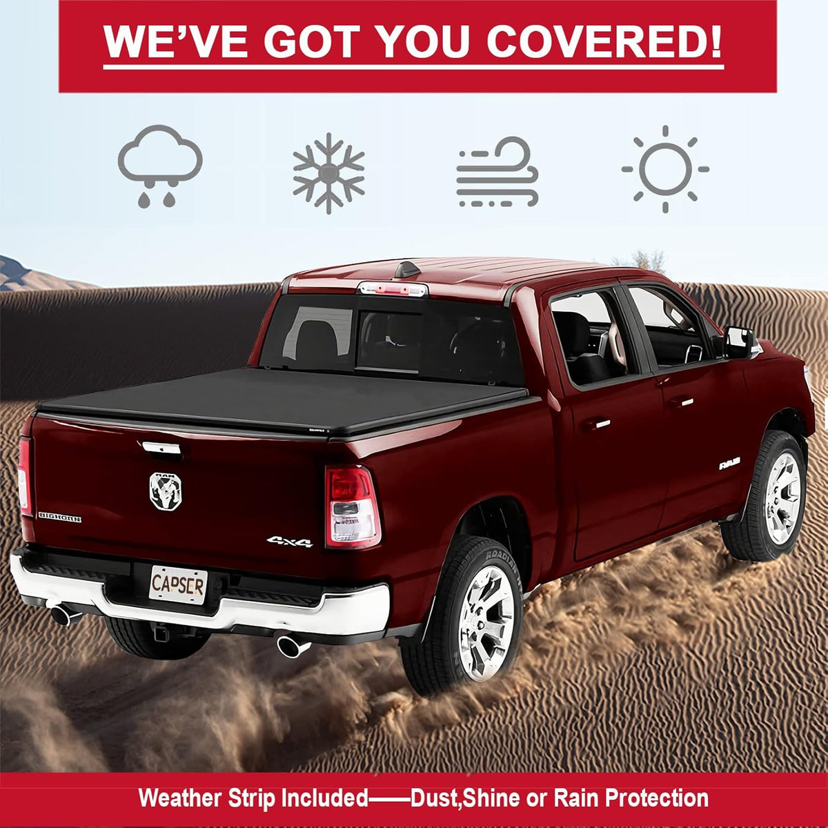 5.7ft Tri-fold Truck Bed Tonneau Cover J301979