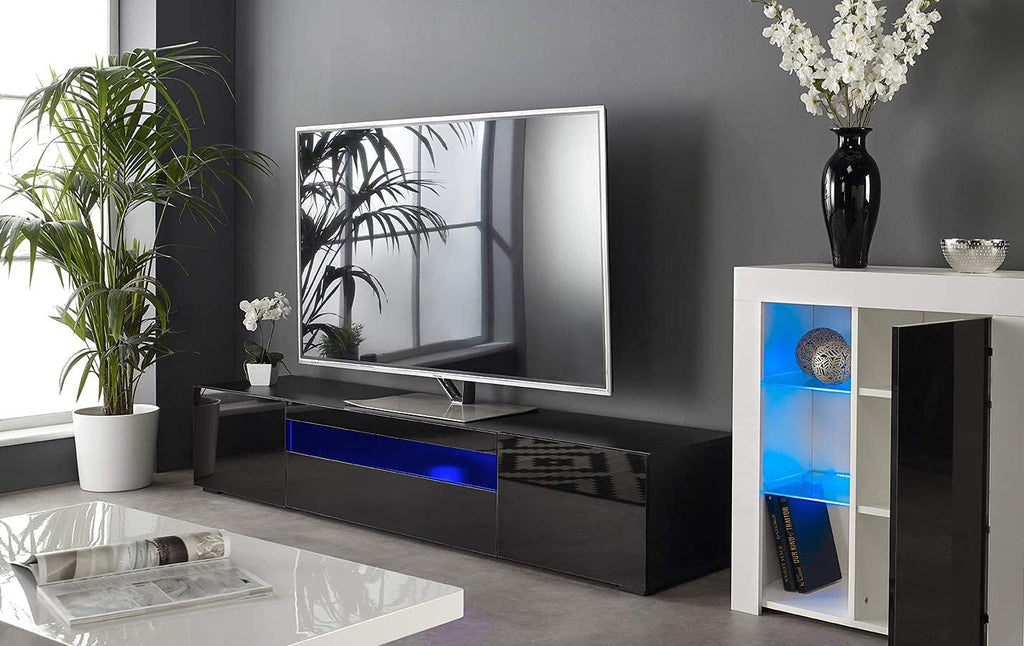 Modern Black Modular TV Cabinet with LED Lights S51793