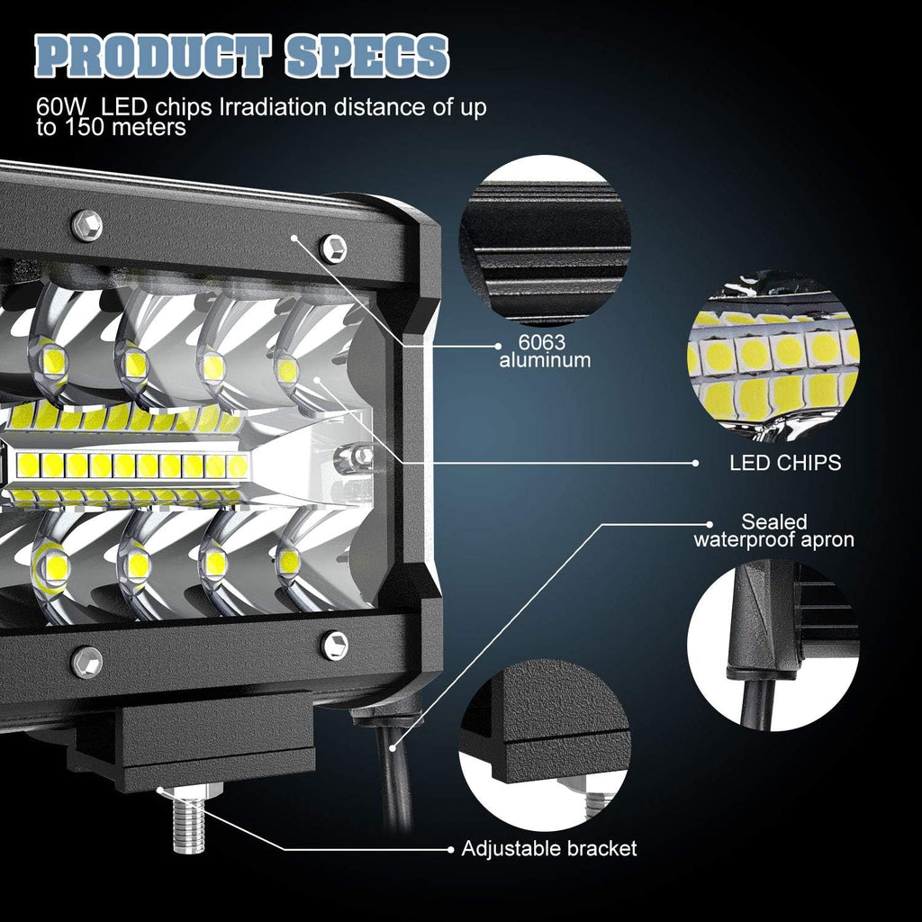 32 LED Light Bar with Wiring Harness and 4 Inch Fog Lamps D626437