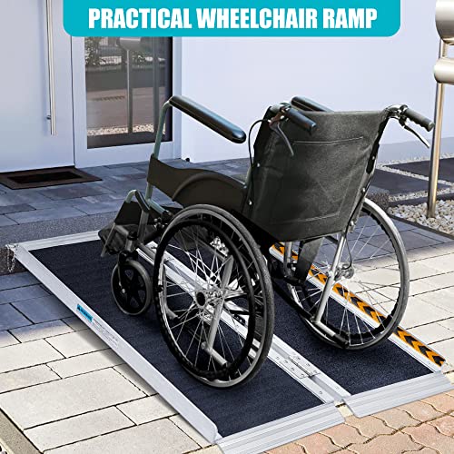 Black 6FT 800 lbs Aluminum Folding Wheelchair Ramp Z60511