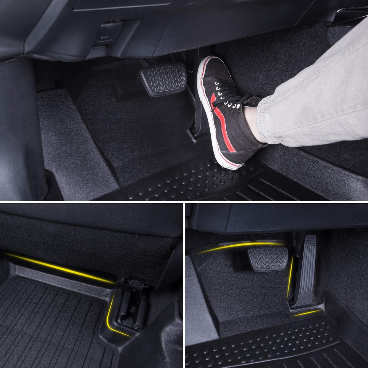 Black Floor Mats Liners Front and Rear Carpet F68015