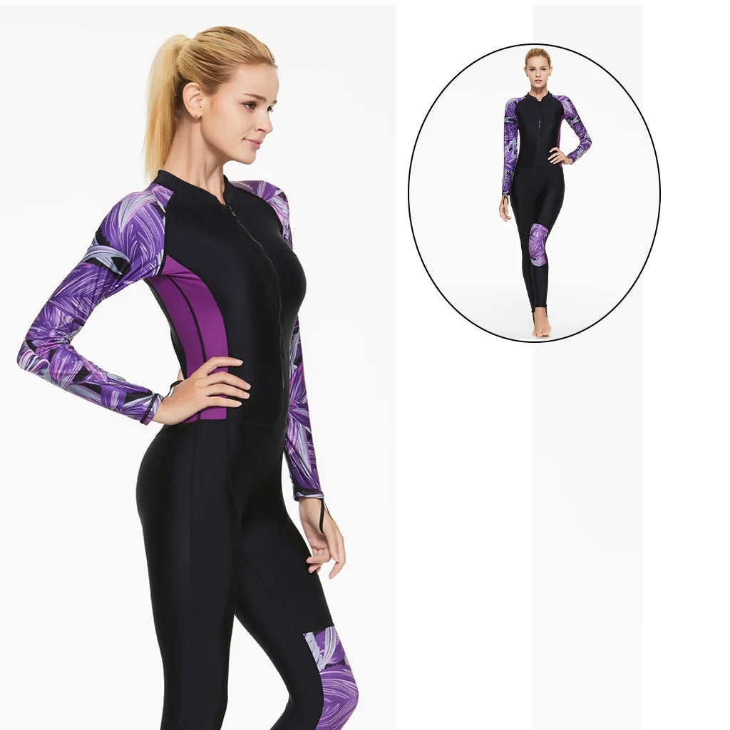Women Wetsuit Scuba Diving Suit Front Zip Dive Skin H722133