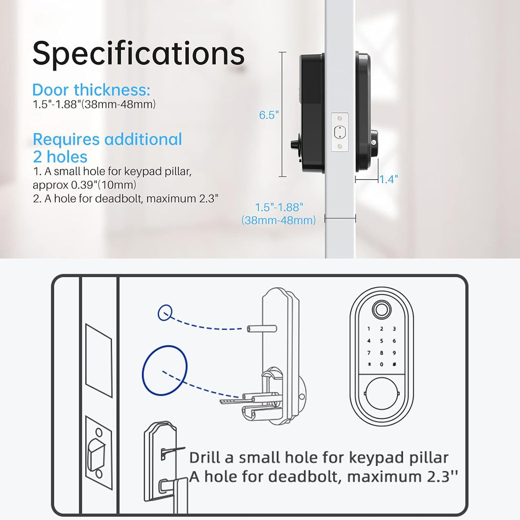 Keyless Entry Deadbolt Door Lock with Fingerprint Touchscreen Keypad Pack of 2 L4475