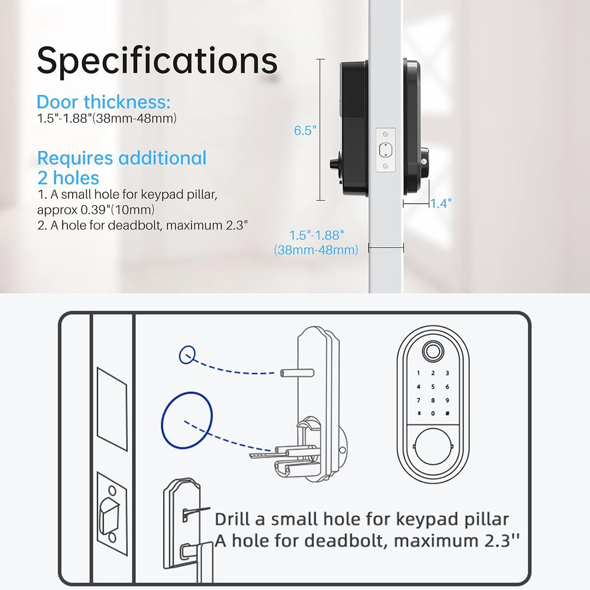 Keyless Entry Deadbolt Door Lock with Fingerprint Touchscreen Keypad Pack of 2 L4475