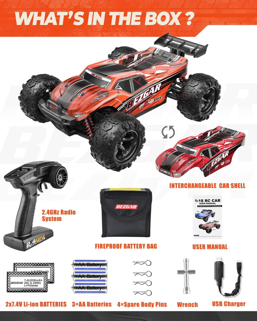 1:18 Scale 4WD Remote Control Monster Truck I594