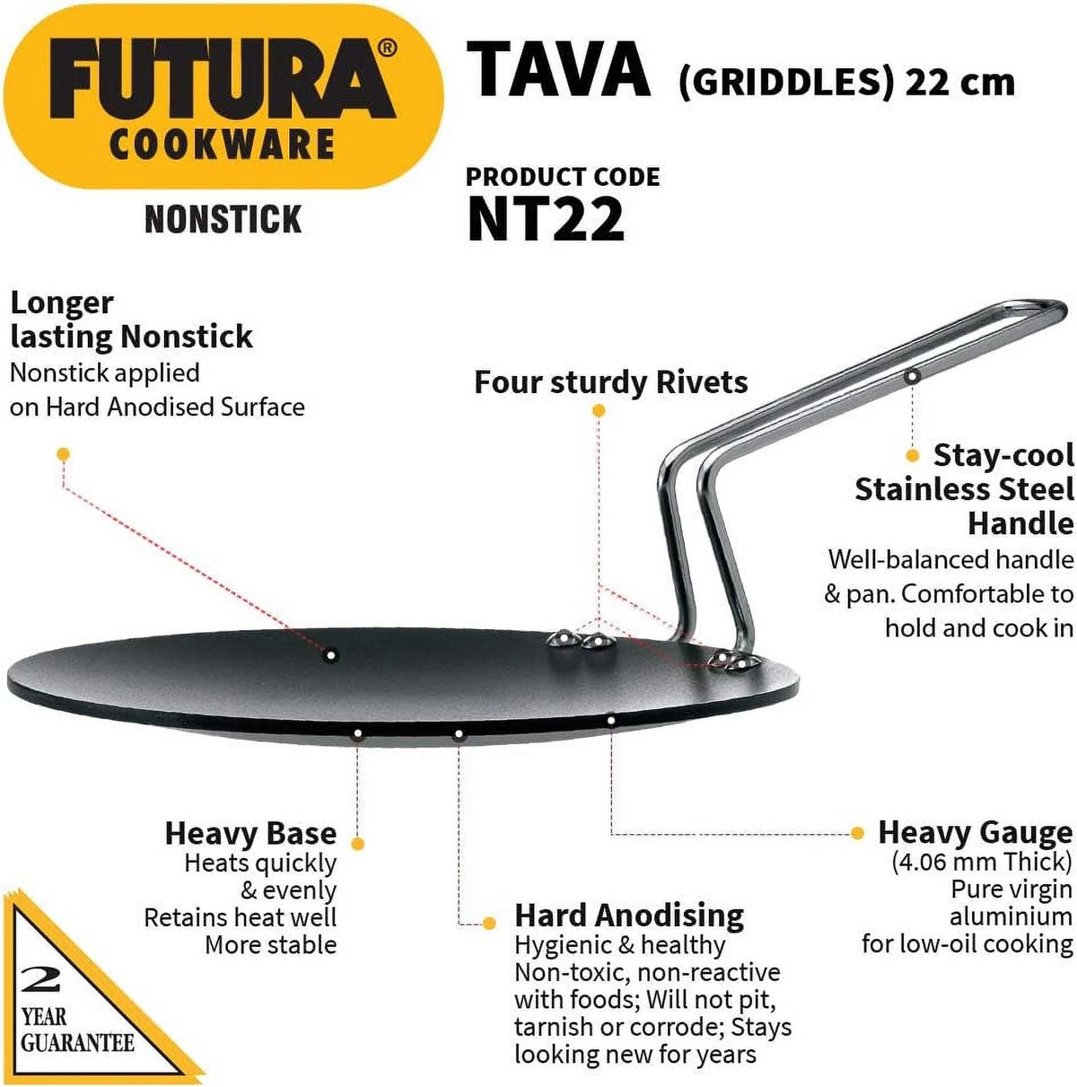 Concave Tava Griddle with Steel Handle, 8.5-Inch K71593