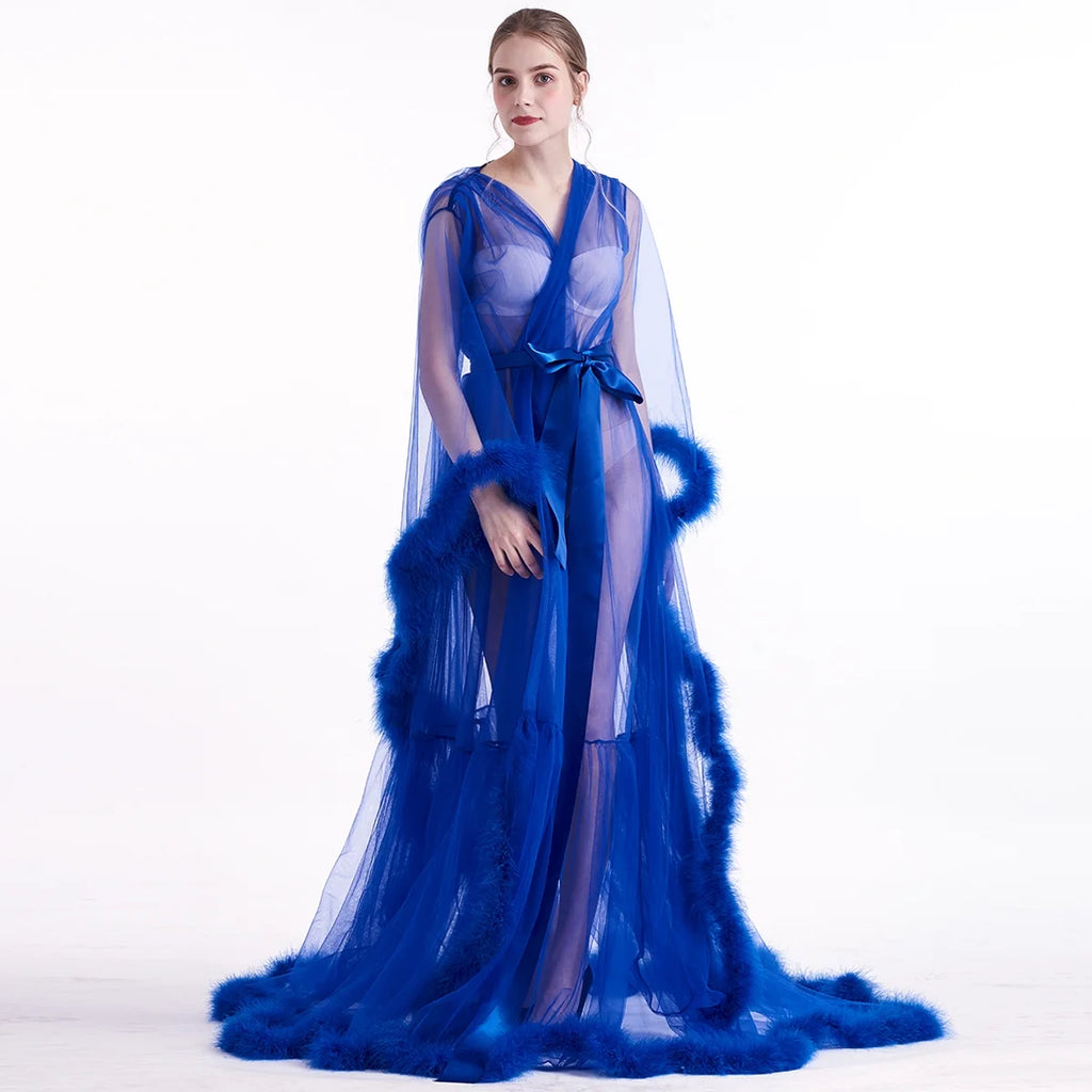 Sheer Long Tulle Robe G44090