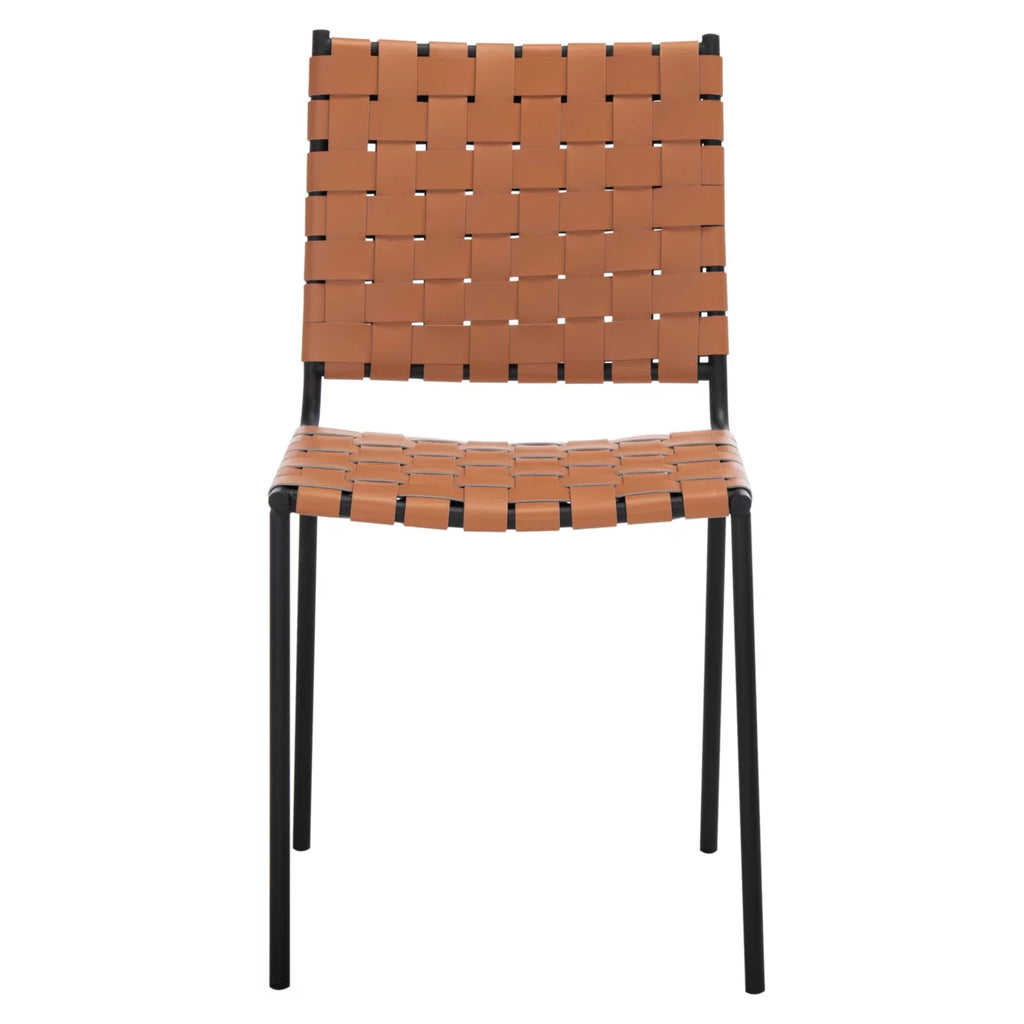 Woven Dining Chair Set of 2 Cognac Black C397426