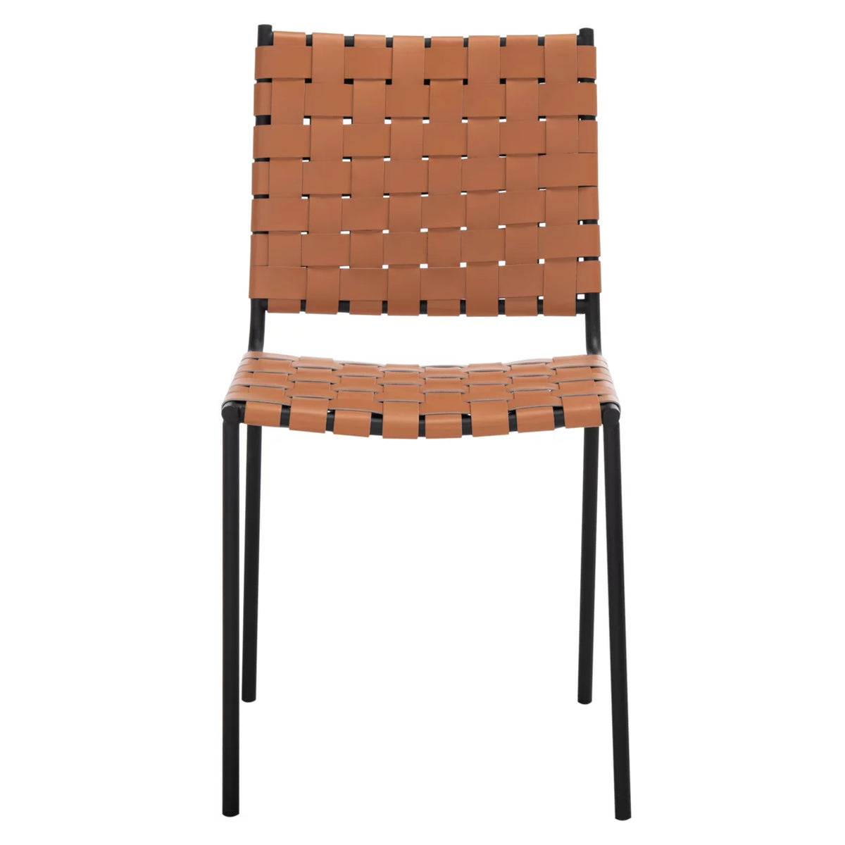 Woven Dining Chair Set of 2 Cognac Black C397426