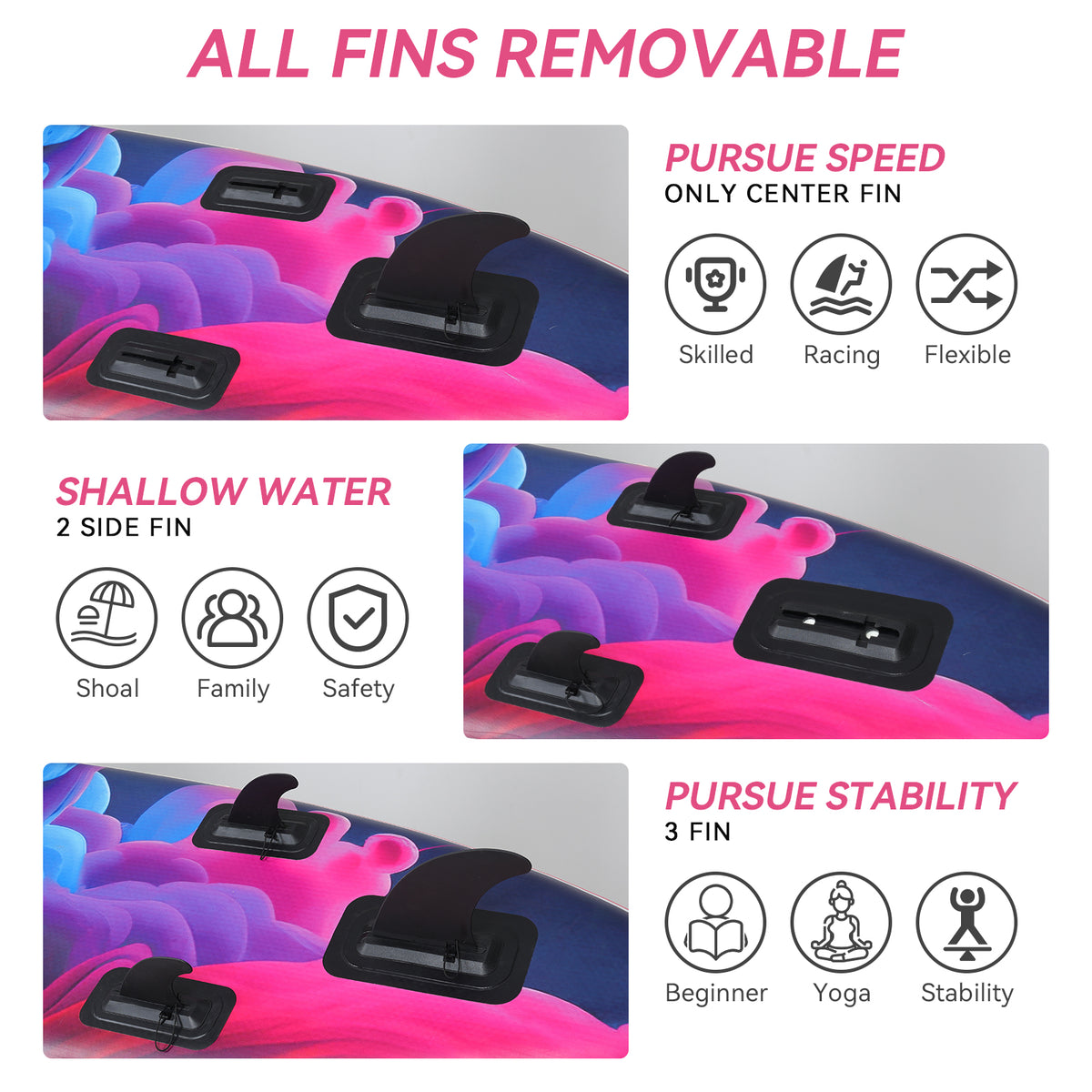 Pink Inflatable Stand Up Paddle Board and Sit-on Kayak Set with Backpack B589511