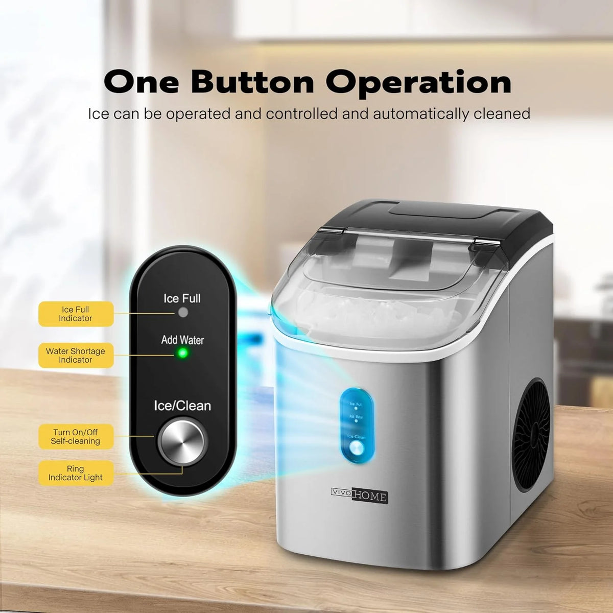 Countertop Nugget Ice Maker with Scoop and Self Cleaning Z310