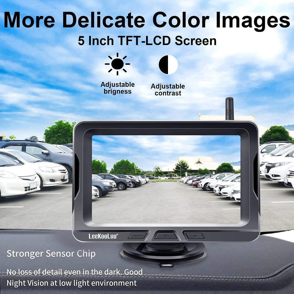 Wireless Backup Camera 5 Inch HD 1080P Bluetooth Two Channels Waterproof Night Vision R833290
