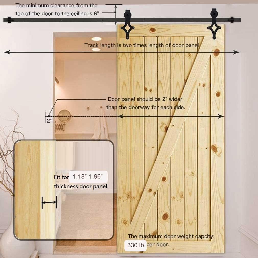 14FT Black Sliding Barn Door Hardware Kit N2194