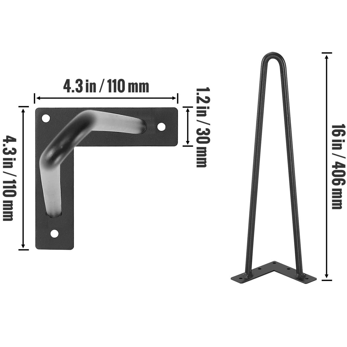 16" Solid Metal Heavy Duty Furniture Legs J983479