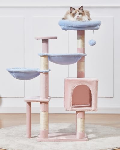 39.4-Inch Plush Cat Tree with 5 Scratching Posts W161172