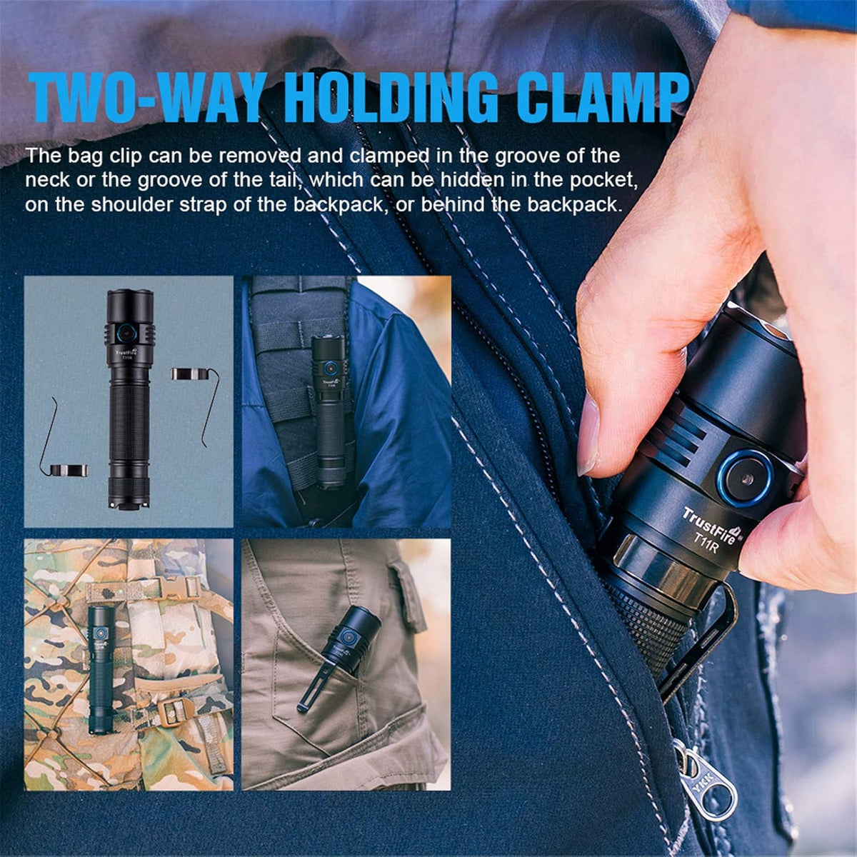 1800 Lumens Type-C Rechargeable IP68 Waterproof Tactical Flashlight U49644