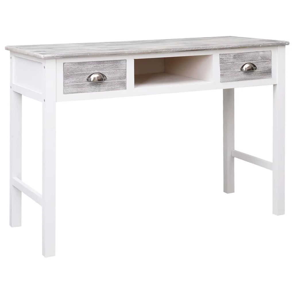 Gray Wood Writing Desk with 2 Drawers 43.3in x 17.7in x 29.9in B997441