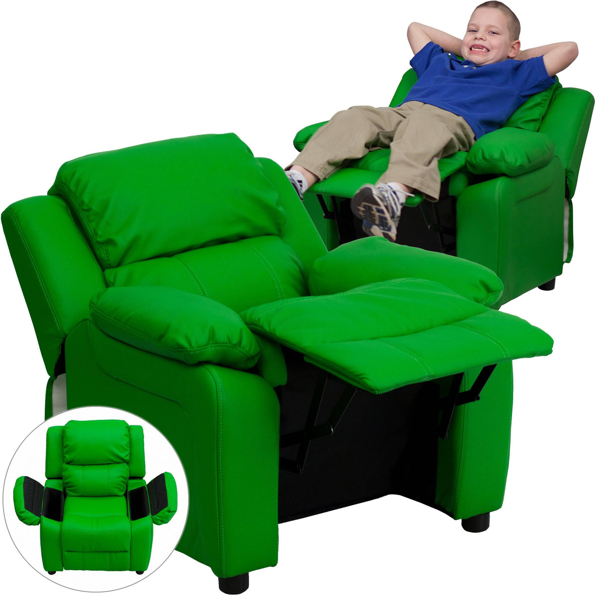 Pink Vinyl Upholstered Recliner V1141