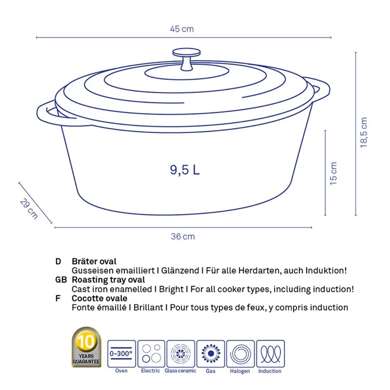 Roasting Tray Oval Red 9.3L G40950