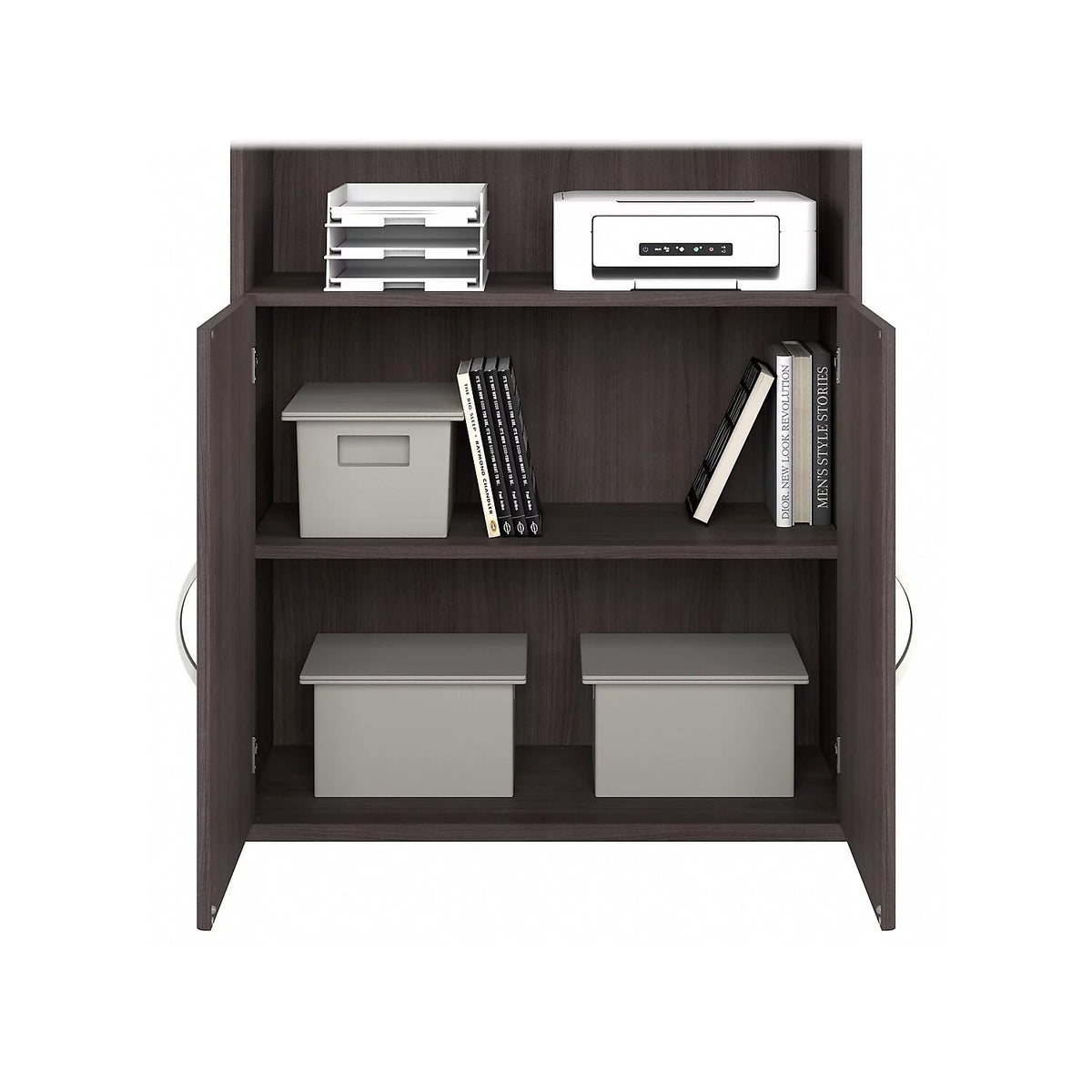 Tall 5 Shelf Bookcase with Doors Engineered Wood L29184
