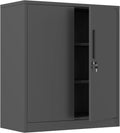 White Metal Storage Cabinet with Locking Doors and 2 Adjustable Shelves M2296