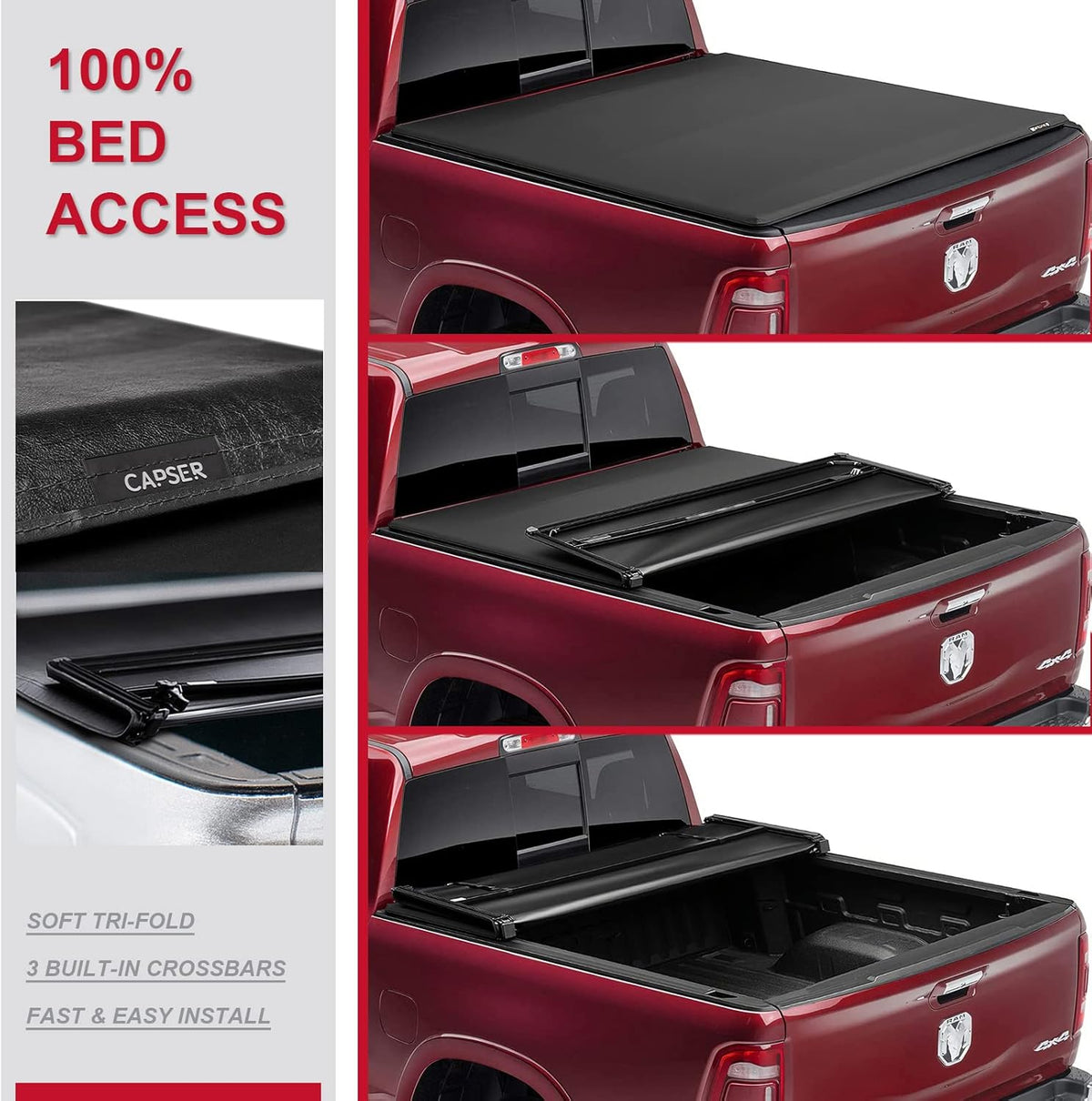 5.7ft Tri-fold Truck Bed Tonneau Cover J301979