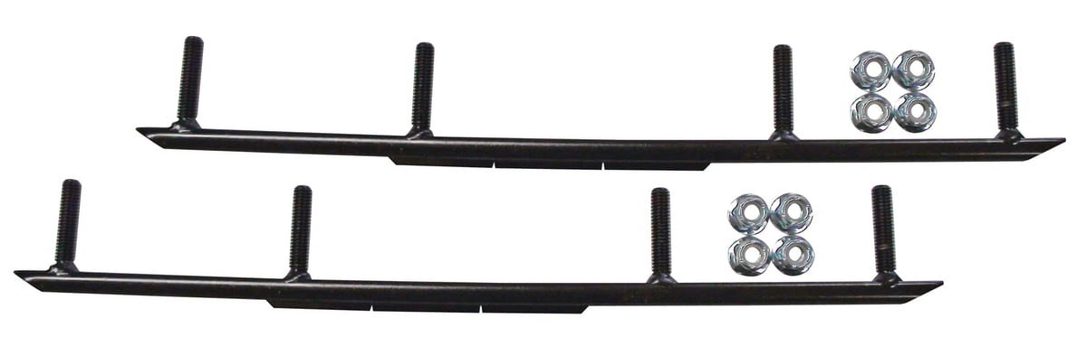 Black MTX Snowmobile Skis with 4" Round Bars Complete Kit O463